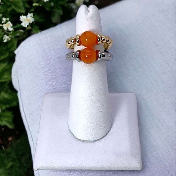 NWT Wool + Pepper Co. Sunstone Beaded Ring with Gold or Silver - Picture 1 of 4